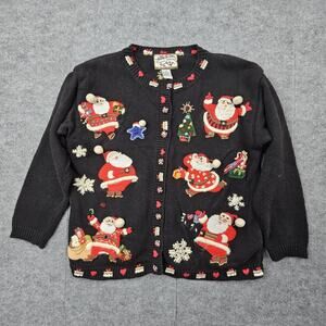 Vintage Heirloom Collectibles Cardigan Womens Large Santa Christmas Y2K Novelty